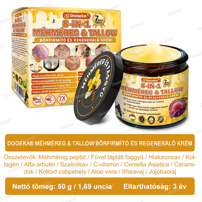 💛💛💛Dooeka® 𝟖-𝐈𝐧-𝟏 Méhméreg & Tallow Bőrfirmító és Regeneráló Krém(7 napon belül hatékony) Méhméreg + Tallow · 7X Mélyhidratálás, célozza meg a ráncokat, megereszkedést, striákat, sötét foltokat, purpurát, gyulladásokat és még sok mást.