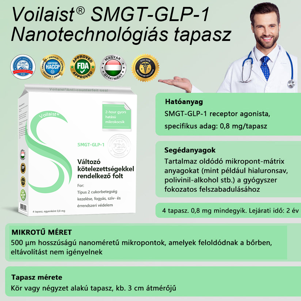 🍃🍃[Lásd az eredményeket 7 nap múlva]🌲Voilaist® SMGT-GLP-1 nano mikrotűs tapasz (Fájdalommentes, hosszan tartó, kezeli a cukorbetegséget, az elhízást és a szív- és érrendszeri betegségeket)