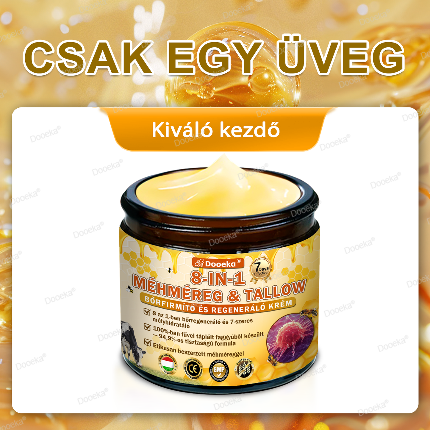 💛💛💛Dooeka® 𝟖-𝐈𝐧-𝟏 Méhméreg & Tallow Bőrfirmító és Regeneráló Krém(7 napon belül hatékony) Méhméreg + Tallow · 7X Mélyhidratálás, célozza meg a ráncokat, megereszkedést, striákat, sötét foltokat, purpurát, gyulladásokat és még sok mást.